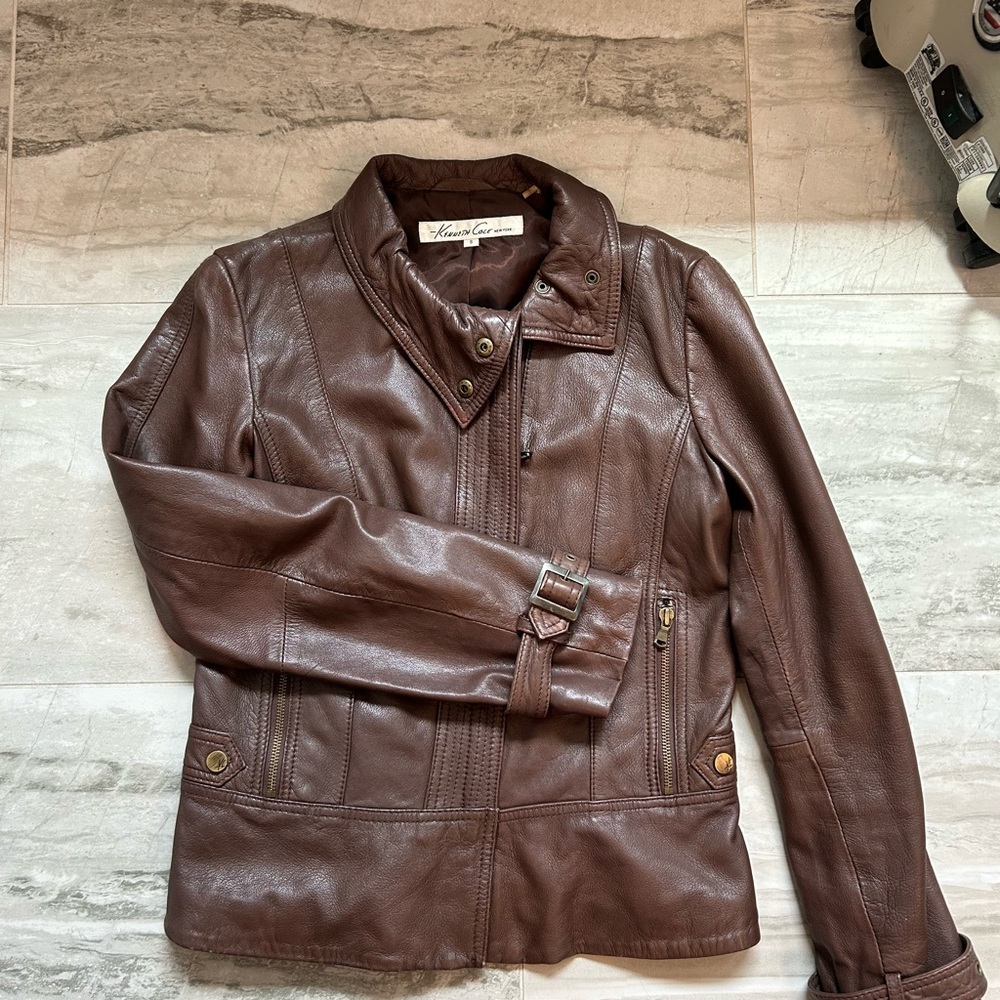 **SOLD**Kenneth Cole New York Chocolate Leather Jacket